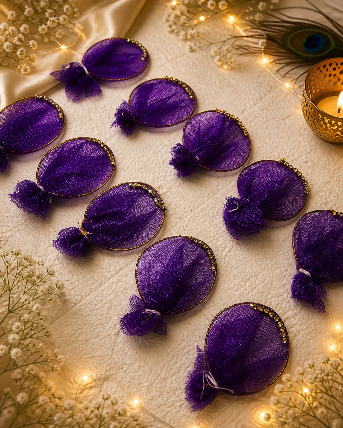 Nutts Decorative Artificial Net Leaf for Art & Craft Decorative Sewing Embroidery Festive DIY Art & Craft Home Decor (RM-B18 (Purple))