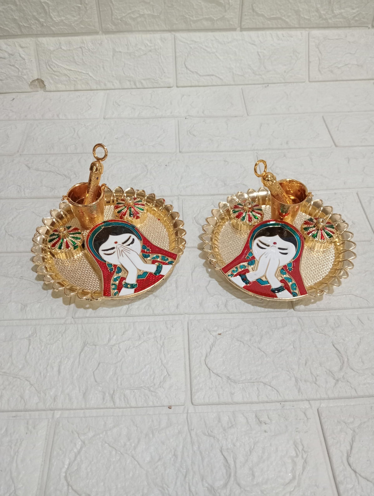 Nutts Decorative Pooja Traditional Religious Festival Worship Elegant Mandir Puja Essentials Diwali Navratri Wedding Home Decor Sacred (PoojaP36-2)