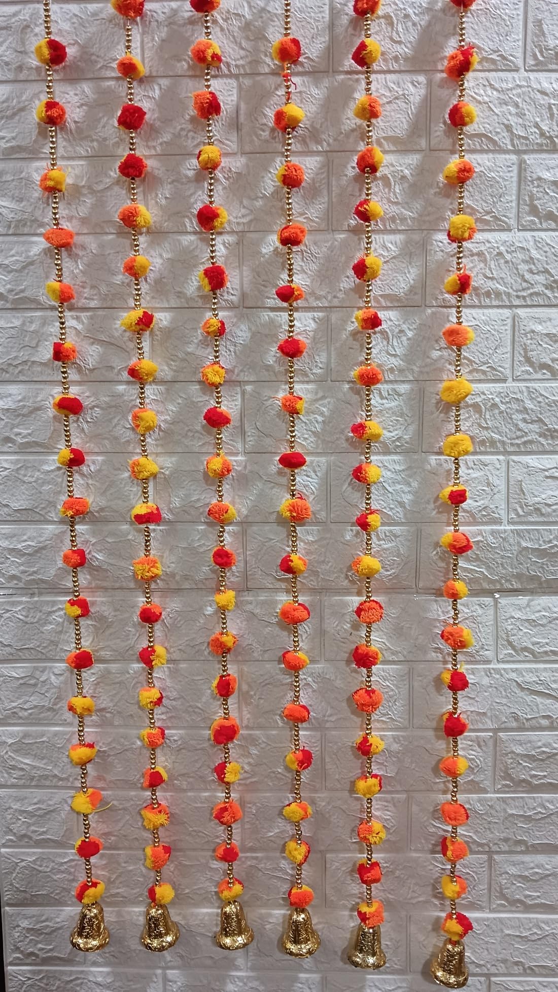 Nutts Handmade Multicolour Pom-Pom Toran | Traditional Moti and Jaal Chudi Toran for Home Decor | Decorative Pom-Pom Hanging for Home Entrance (PMPMT12)