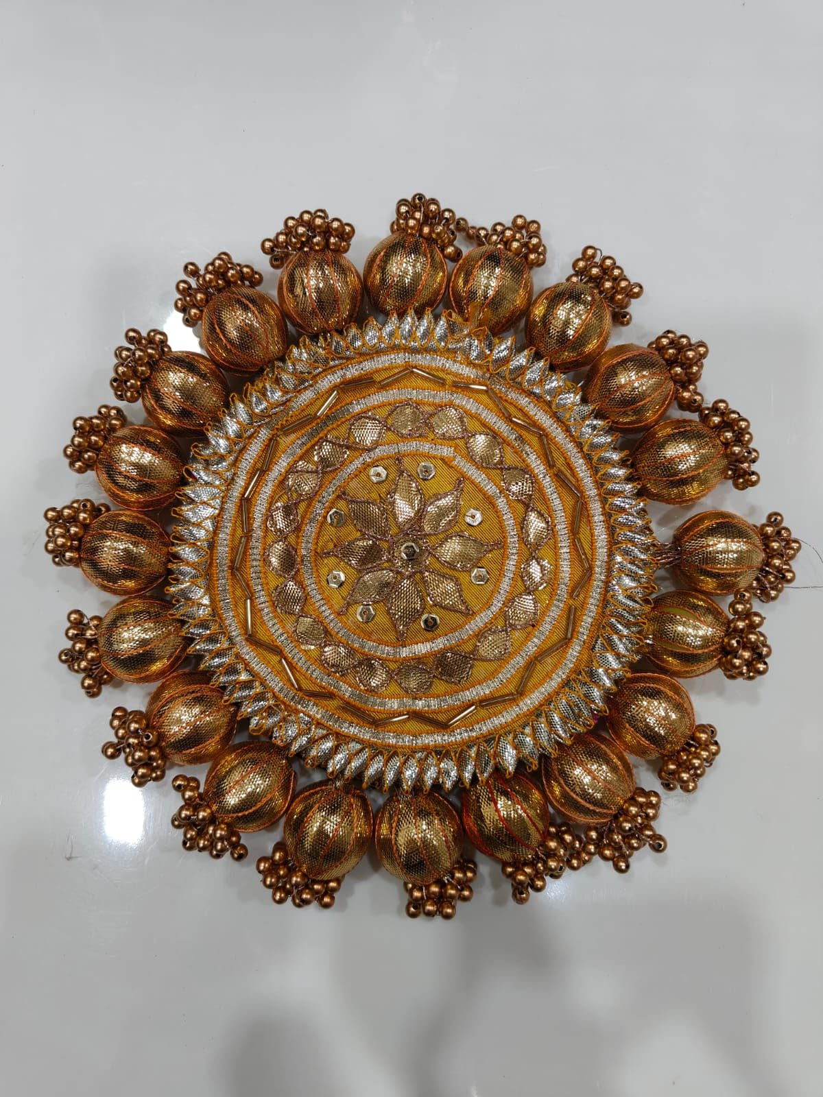 Nutts Decorative Traditional Pooja Thali Elegant Festival Prayer Plate for Home Temple Daily Worship Religious Rituals Festive Decoration (PoojaP03-4)