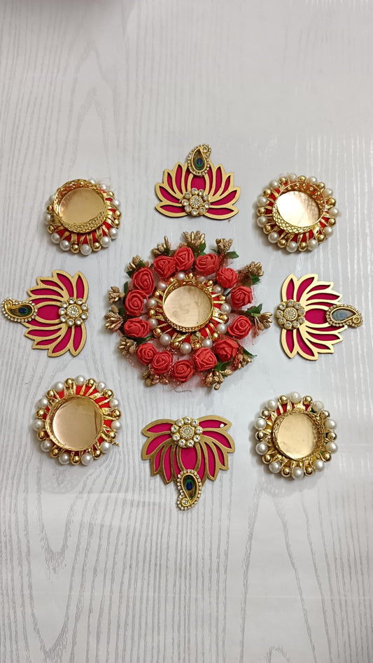 NUTTS Decorative Floral Rangoli Traditional Festival Home Decoration Diwali Pooja Mandir Entrance Reusable Decorative Floor Art Design (Rang17)