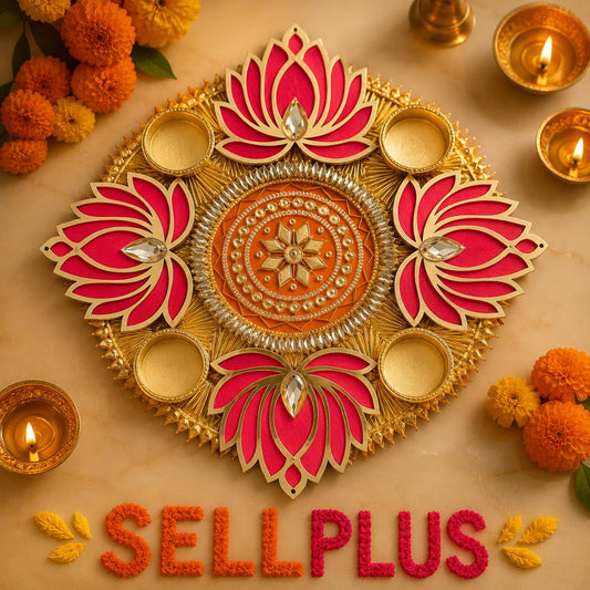 NUTTS Decorative Floral Rangoli Traditional Festival Home Decoration Diwali Pooja Mandir Entrance Reusable Decorative Floor Art Design (Rang89)
