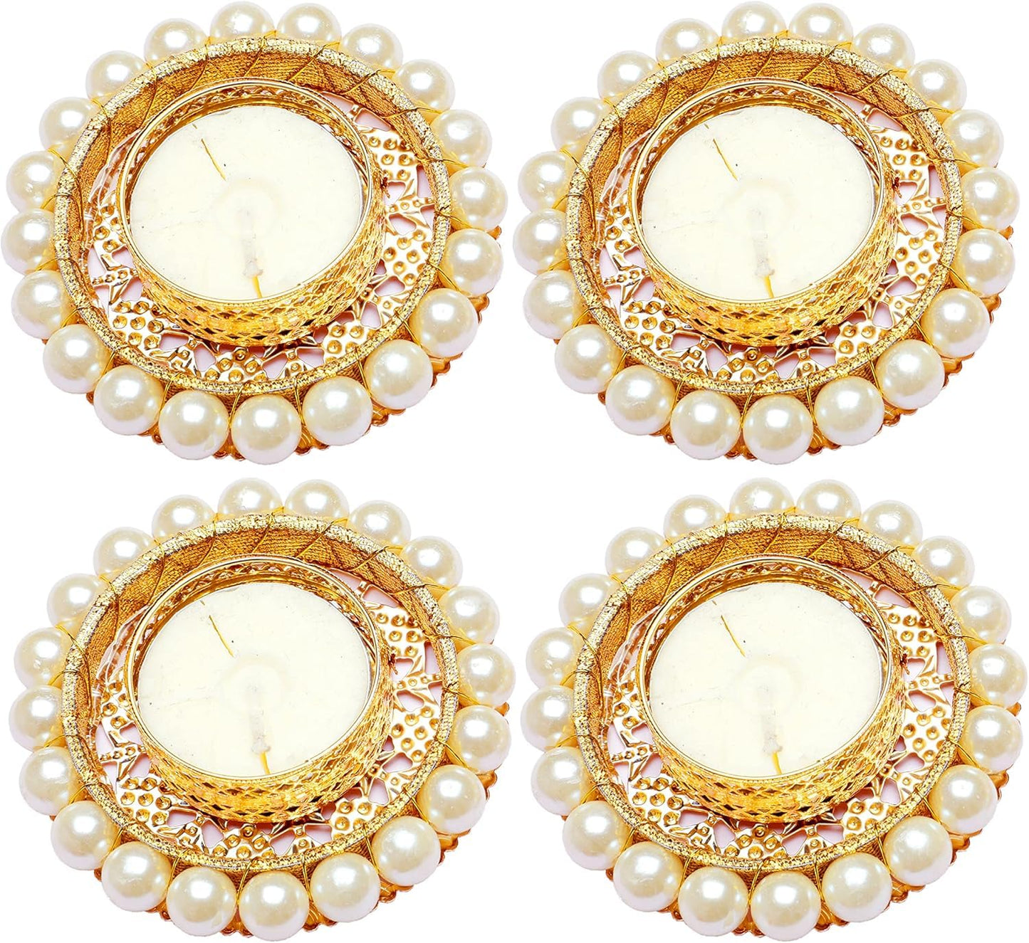Sellplus Decorative Moti Chudi Tealight Holder | Decoration for Home | Office | Diwali | Pooja | Diwali & All Special Festival Decor (Tealight-283) (Pack of 4)