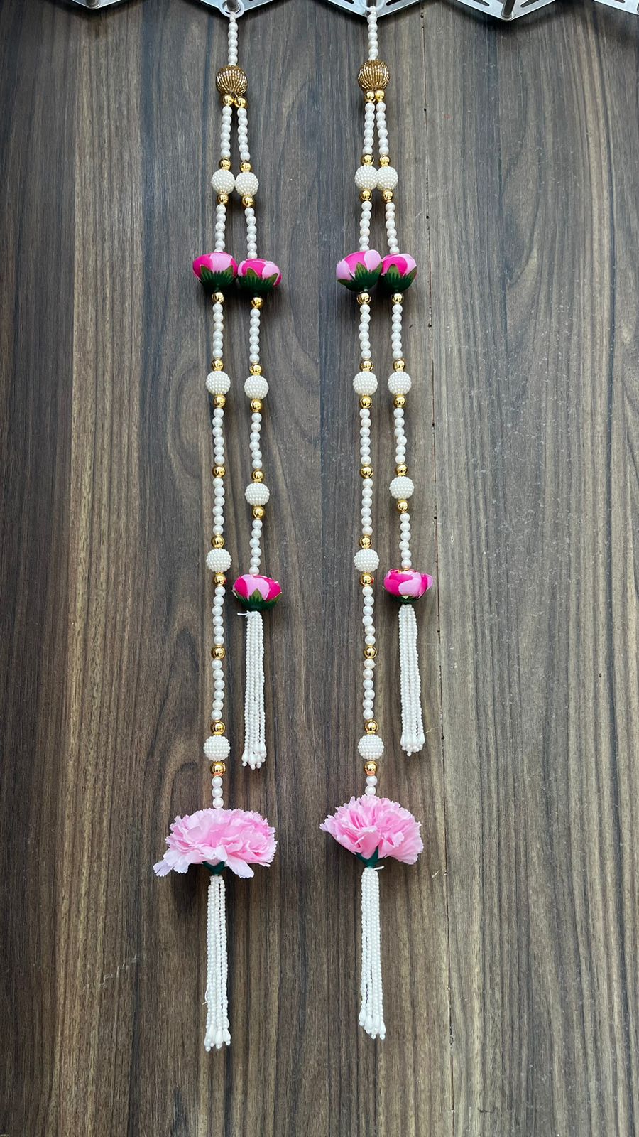 Nutts Handmade Peony Flower Hanging Home Decorative | Beads Temple Wedding Festival Decoration Wall Hanging Pack of 2 (SMALL100-1)