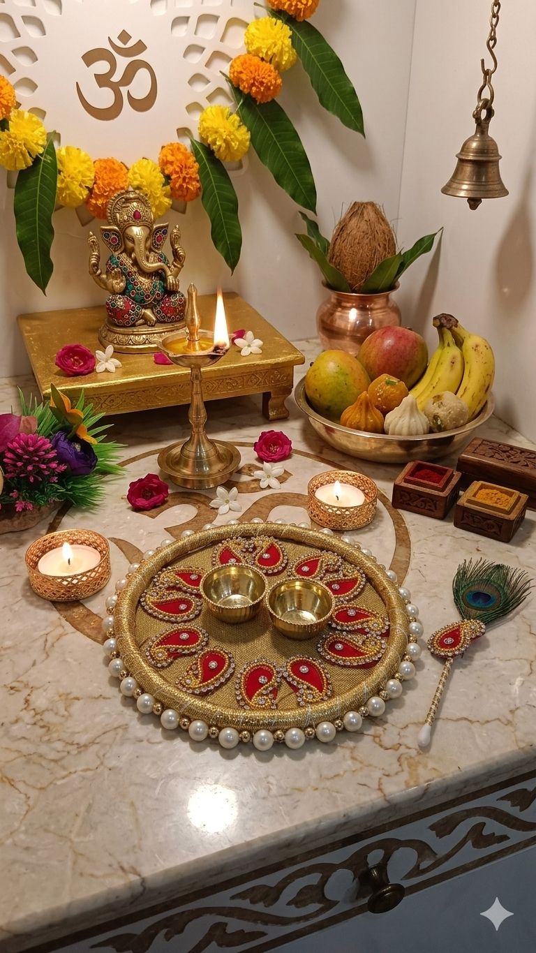 Nutts Decorative Traditional Pooja Festival Prayer with Elegant Design for Daily Worship Temple Home Celebration Spiritual Ritual Use(Pack Of 1) (PoojaP07)