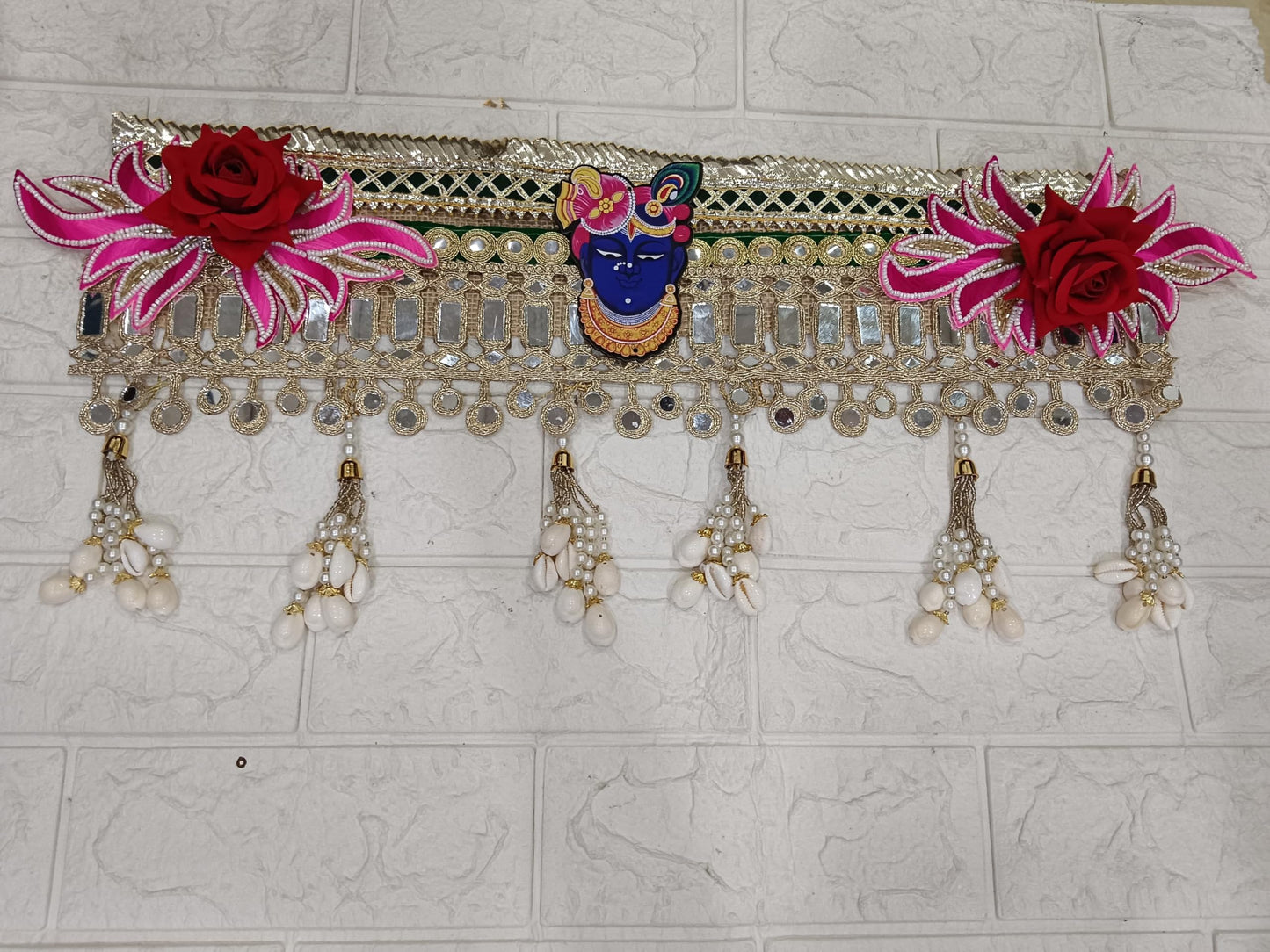 Sellplus Traditional handcraftedRoyal Pink Lotus Pearl Designer Door Bandhanwar Toran for Diwali Decoration and Festive Home Entrance Decor (BDHW307)