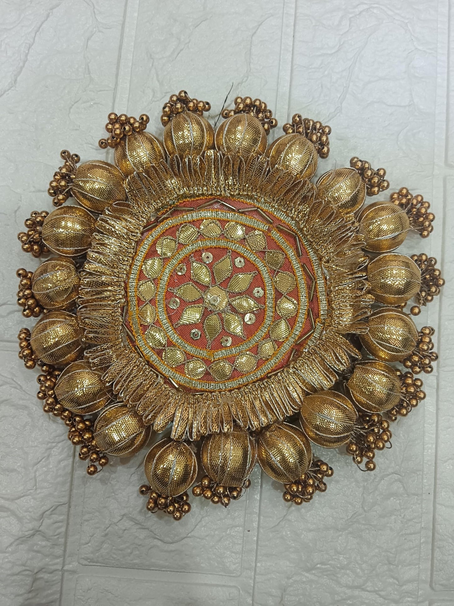 Nutts Decorative Traditional Pooja Thali Elegant Festival Prayer Plate for Home Temple Daily Worship Religious Rituals Festive Decoration (PoojaP03-1)
