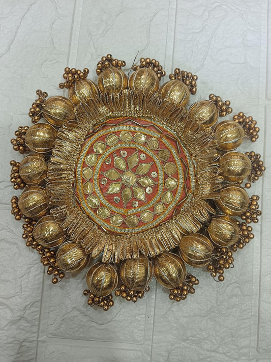 Nutts Decorative Traditional Pooja Thali Elegant Festival Prayer Plate for Home Temple Daily Worship Religious Rituals Festive Decoration (PoojaP03-1)