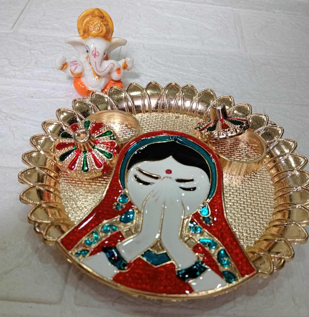 Nutts Decorative Pooja Traditional Religious Festival Worship Elegant Mandir Puja Essentials Diwali Navratri Wedding Home Decor Sacred (PoojaP36-4)