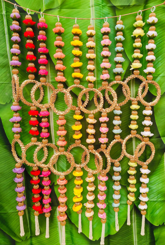 Nutts Decorative Handmade Flower Hanging | Multicolour Artificial Flower Hanging for Festival Decoration | Florel Beads Toran for Home Decor (FlowerH12)