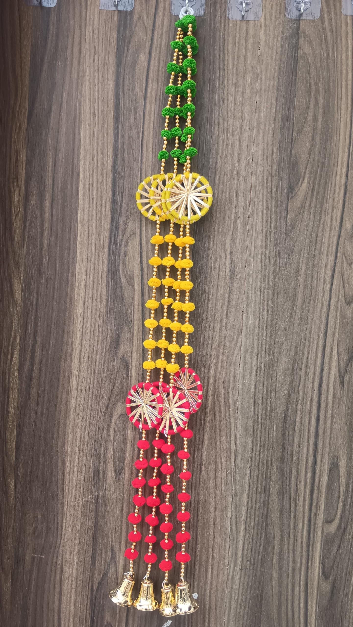 Nutts Handmade Multicolour Pom-Pom Toran | Traditional Jaal Chudi Toran for Home Decor | Decorative Pom-Pom Hanging for Home Entrance (PMPMT29)