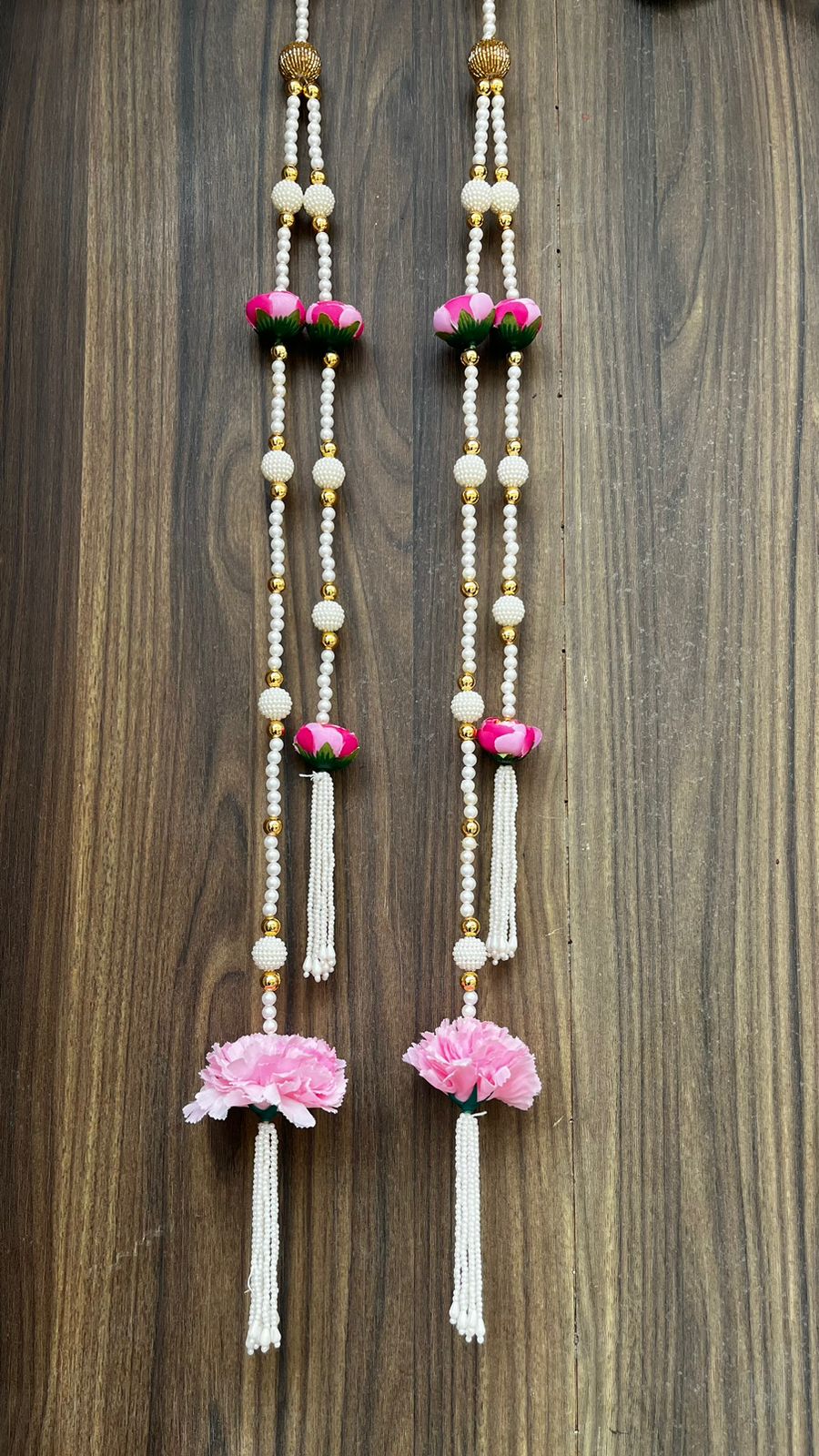 Nutts Handmade Peony Flower Hanging Home Decorative | Beads Temple Wedding Festival Decoration Wall Hanging Pack of 2 (SMALL100-1)