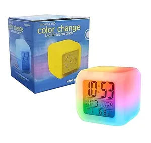 Digital Alarm Clock with Automatic 7 Color Changing Lighting Clock LED Display Clock Date Time Temperature Digital Clock