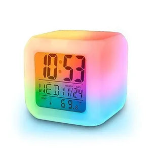 Digital Alarm Clock with Automatic 7 Color Changing Lighting Clock LED Display Clock Date Time Temperature Digital Clock