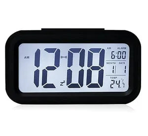 Digital Smart Alarm Clock with Date & Temperature Display | Snooze Alarm Table Clock for Home, Bedroom with Smart Automatic Sensor Backlight