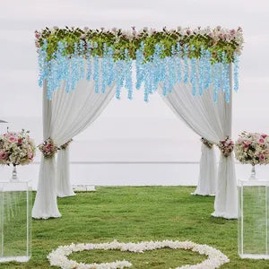 Blue Artificial Wisteria Hanging Garland Silk Long Hanging Bush Flowers String Home Party Wedding Decor ( 12)