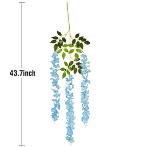 Blue Artificial Wisteria Hanging Garland Silk Long Hanging Bush Flowers String Home Party Wedding Decor ( 12)