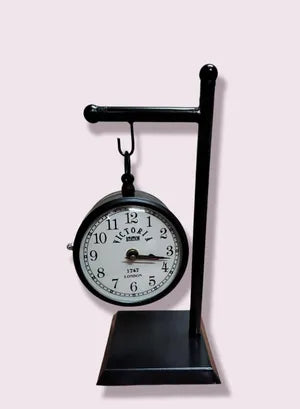 Analog Metal Circular Stand Table Clock Antique Clock with Stand for Home, Office (4 INC DIAL ) (Design 2)