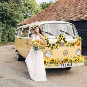Yellow Artificial Sunflower Garland Silk Sunflower Vine Artificial Flowers with Leaves Wedding Table Decor ( Pack of 2)