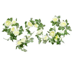 White Artificial Flower Vine Hanging Silk Rose Garland for Wedding Venue Backdrops Flower Walls Photo Background Bridal Showers Baby Showers and Event Decor