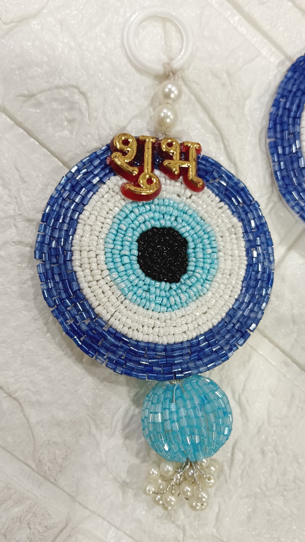Nutts Handmade Evil Eye Hanging | Traditional Decorative Moti Chudi Florel Evil Eye Hanging for Main Door (Pack of 2 (Blue))