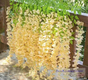 Peach Artificial Wisteria Hanging Garland Silk Long Hanging Bush Flowers String Home Party Wedding Decor ( 12)