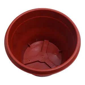 Brown Plastic Flowering Planter Pot with Bottom Tray Set (8 inch) ( Pack of 10)