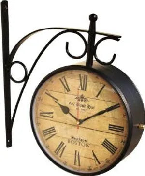 Antique Iron Inch Victoria Station Clock London Vintage Wall Clock Retro Wall Clock Double Sided Wall Clock Antique Clock (Brown)