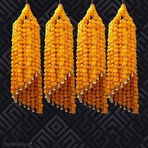 Artificial Marigold Hanging Flower JHoomer for HomeOfficeFestival Decoration (Yellow)