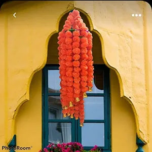 Artificial Marigold Hanging Flower JHoomer for HomeOfficeFestival Decoration (Yellow)