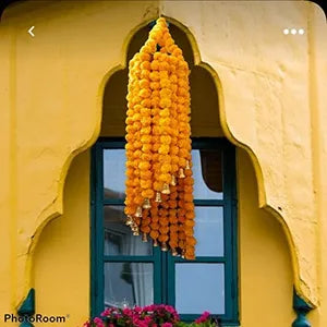 Artificial Marigold Hanging Flower JHoomer for HomeOfficeFestival Decoration (Orange)