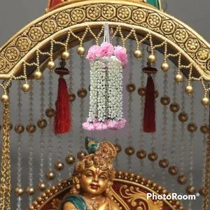 Artificial Carnation Flowe with gajra Garlands Chandelier, JHoomar (Reusable Flowers Hanging)