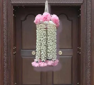 Artificial Carnation Flowe with gajra Garlands Chandelier, JHoomar (Reusable Flowers Hanging)