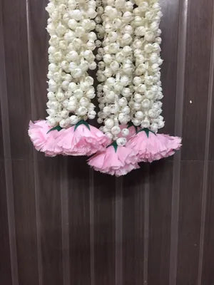 Artificial Carnation Flowe with gajra Garlands Chandelier, JHoomar (Reusable Flowers Hanging)