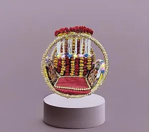 Lord Singhasan for Ganesh Chaturthi Decorative White Pearls Mini Roses Singhasan for Ganesh ji for Ganesh Chaturthi,