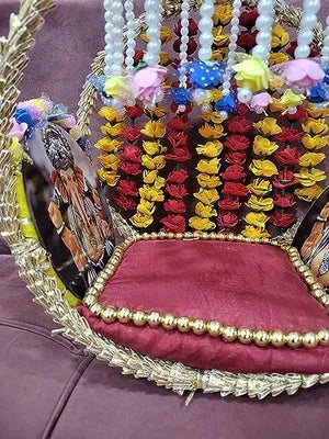 Lord Singhasan for Ganesh Chaturthi Decorative White Pearls Mini Roses Singhasan for Ganesh ji for Ganesh Chaturthi,