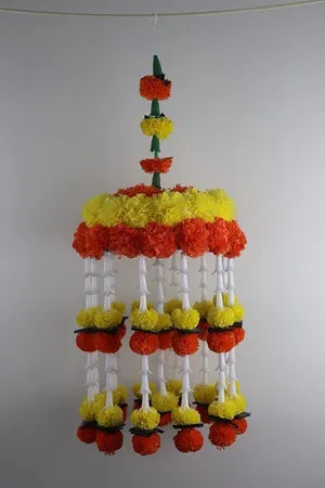 Artificial Marigold Hanging Flower JHoomer for HomeOfficeFestival Decoration (Multicolor)