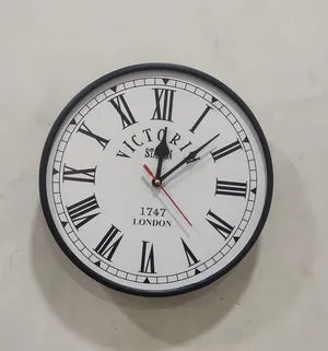 Analog 10 Inches Metal Single Sided Wall Clock for Home/Kids Room/Living Room/Office (Body Black Frame) (White)