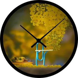 Analog 10 Inches Metal Single Sided Wall Clock for Home/Kids Room/Living Room/Office (Body Black)(Design 28)