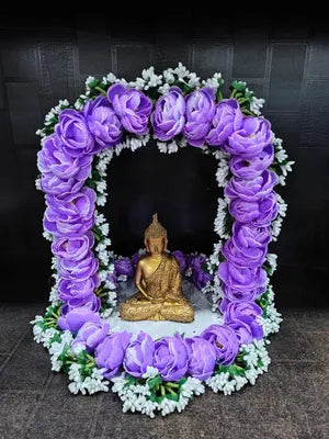 Handmade Artificial Peony Flower with Pollens Decorative Throne (Singhasan) for Idols, Gifts Party Suppiles Home Decor Wedding Decorations