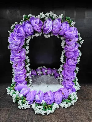 Handmade Artificial Peony Flower with Pollens Decorative Throne (Singhasan) for Idols, Gifts Party Suppiles Home Decor Wedding Decorations