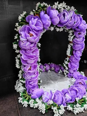 Handmade Artificial Peony Flower with Pollens Decorative Throne (Singhasan) for Idols, Gifts Party Suppiles Home Decor Wedding Decorations