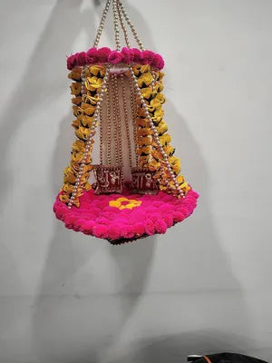 Jhula for Laddu Gopal - Janmashtami Jhula - Handmade Decorative Jhula Pom Pom Jhula for Kanha Ji