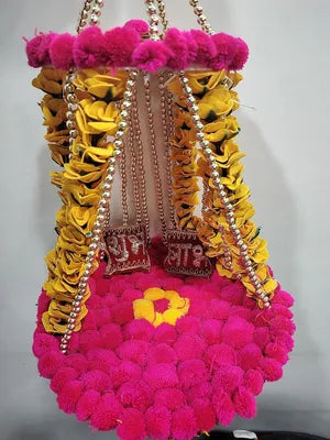 Jhula for Laddu Gopal - Janmashtami Jhula - Handmade Decorative Jhula Pom Pom Jhula for Kanha Ji