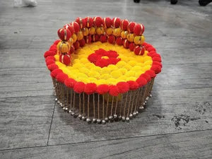Laddu Gopal Large Gaddi Pom Pom Singhasan for Kanha Ji with Soft Gaddi by .