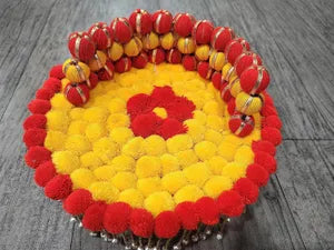Laddu Gopal Large Gaddi Pom Pom Singhasan for Kanha Ji with Soft Gaddi by .