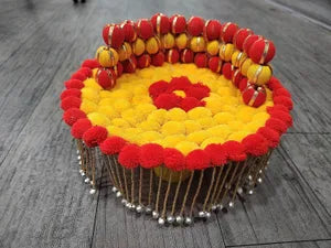 Laddu Gopal Large Gaddi Pom Pom Singhasan for Kanha Ji with Soft Gaddi by .