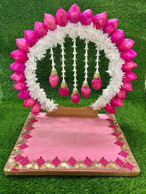 Paper Gajra & Foam Buds,Art & Craft Thakur Ji Singhasan, Laddu Gopal Ji Singhasan for Puja Room, Janmastmi Decoration