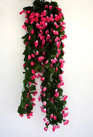 Pink Artificial Flowers Hanging Orchid Rose Shaped for Decoration