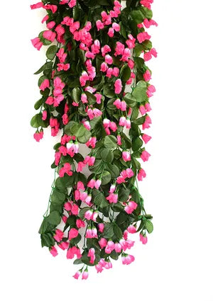 Pink Artificial Flowers Hanging Orchid Rose Shaped for Decoration